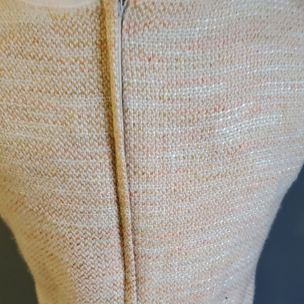 Elegant Sleeveless Beige Midi Tweed Dress Size M - Picture 8 of 13